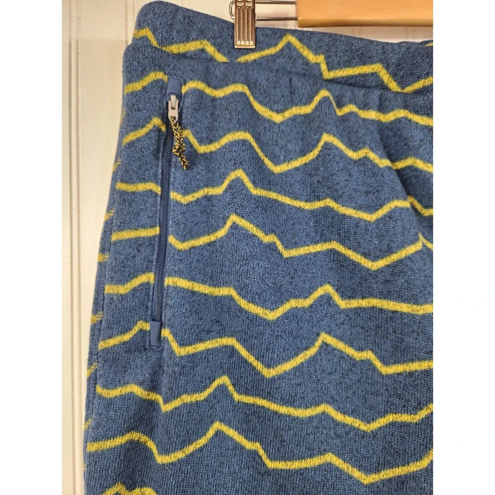 The North Face Mens XXL Blue Yellow Zig Zag Mountain Fleece Jogger Pants Regular